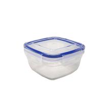 Pote plástico transparente e azul tampa com travas 6,5cm 500ml Vasilha Organizador Alimentos Marmita Cozinha Geladeira