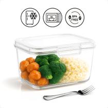 Pote Plásticos Cristal 750ml com Trava Kit Para Marmita Fitness Microondas e Geladeira Facil