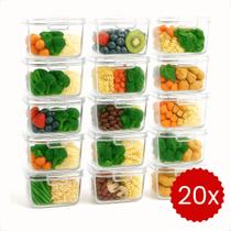 Pote Plásticos Cristal 750ml com Trava Kit Para Marmita Fitness Microondas e Geladeira Facil