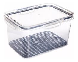 Pote Plasutil 4l Hermético Tela Escorredor C/ Trava