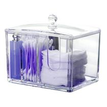 Pote Porta Algodão Cotonete e Discos de Maquiagem com Tampa Quadrado Divisoria Transparente Pote Porta Algodão Cotonete e Discos de Maquiagem com Tampa Quadrado Divisoria Transparente