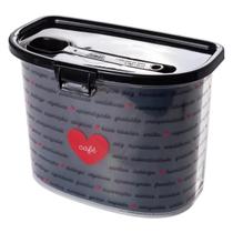 Pote Porta Café com Colher Dosadora 1,5 Litros Guarda Filtro Fechamento Trava e Tampa Fixa Decorado Coração Plasutil Pote Porta Café com Colher Dosadora 1,5 Litros Guarda Filtro Fechamento Trava e Tampa Fixa Decorado Coração Plasutil