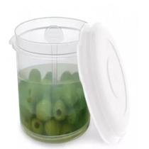 Pote Porta Conserva Azeitonas 1l Com Aparador Branco - Transparente