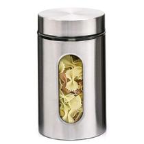 Pote Porta Mantimento De Inox Com Visor De Vidro 1 Litro