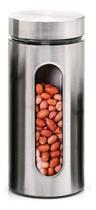 Pote Porta Mantimento De Inox Com Visor De Vidro 1300ml
