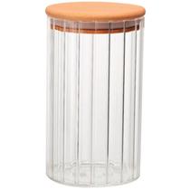 Pote Porta mantimento de vidro com bambu 750 ml 09x16 cm