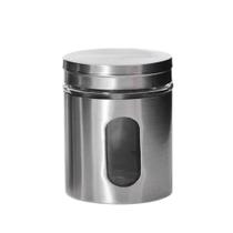 Pote Porta Mantimento em Inox com Visor de Vidro Em Casa Tem 600ml