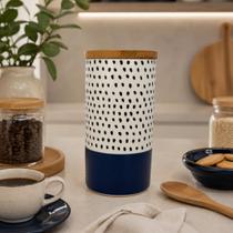Pote Porta Mantimentos Cerâmica Azul Cozinha Organizada 1,5L Pote Porta Mantimentos Cerâmica Azul Cozinha Organizada 1,5L