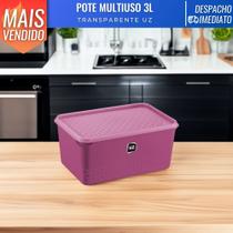 Pote Porta Mantimentos Retangular Transparente Multiuso 3L UZ