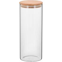 POTE PORTA MANTIMENTOS TABLE COM TAMPA BAMBU BOROSSILICATO 1,4L 25x10x10cm TRANSPARENTE
