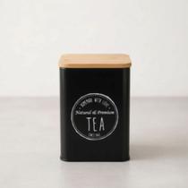 Pote Porta Mantimentos TEA de Chá com Tampa de Bambu Hermética Lata Luxo Preto Pote Porta Mantimentos TEA de Chá com Tampa de Bambu Hermética Lata Luxo Preto