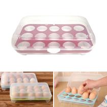 Pote Porta Ovos De Plastico Com 15 Cavidades Bandeja Tampa - KEITA