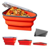 Pote Porta Pizza em Silicone Retrátil Com Separador 5 Fatias