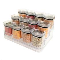 Pote Porta Tempero Com Suporte Tampa Hermetico Condimentos Mantimentos Cozinha Organizador
