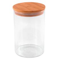Pote Porta Tempero Condimentos Grãos 1 Litro De Vidro Borossilicato Com Tampa Bambu Organizador Decorativo Para Cozinha