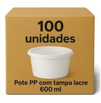 Pote PP Com Tampa Lacre Alta Vedação BrasilPack 600ml 100 Unidades Pote PP Com Tampa Lacre Alta Vedação BrasilPack 600ml 100 Unidades