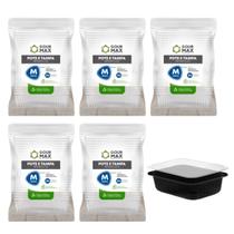 Pote Preto 120un 500ml Descartável Marmita Freezer Fitness Retangular C/ Tampa