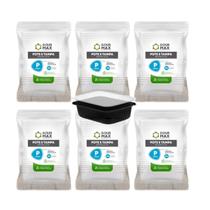 Pote Preto 144un 350ml Descartável Marmita Freezer Microondas Fitness Retangular Pote Preto 144un 350ml Descartável Marmita Freezer Microondas Fitness Retangular