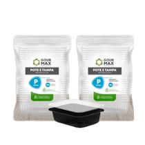 Pote Preto 48un 350ml Descartável Marmita Freezer Microondas Fitness Retangular