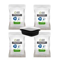 Pote Preto 96un 500ml Descartável Marmita Fitness Freezer Retangular C/ Tampa