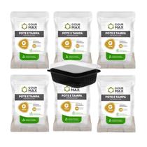 Pote Preto C/ 144un 750ml Descartável Marmita Freezer Microondas Fitness Retangular C/ Tampa