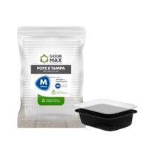 Pote Preto C/ 24un 500ml Marmita Fitness Descartável Freezer Microondas C/ Tampa Pote Preto C/ 24un 500ml Marmita Fitness Descartável Freezer Microondas C/ Tampa