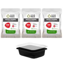 Pote Preto C/ 72un 1000ml 1l Descartável Marmita Freezer Microondas Fitness Retangular C/ Tampa Pote Preto C/ 72un 1000ml 1l Descartável Marmita Freezer Microondas Fitness Retangular C/ Tampa