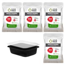 Pote Preto C/ 96un 100ml 1l Descartável Marmita Freezer Microondas Fitness C/ Tampa Retangular Pote Preto C/ 96un 100ml 1l Descartável Marmita Freezer Microondas Fitness C/ Tampa Retangular