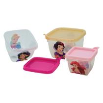 Pote Princesas Disney Infantil Kit com 3 Marmitas para lanche Escolar Plasútil