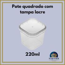 Pote Quadrado 220ml c/ Tampa Lacre - 200 unidades Pote Quadrado 220ml c/ Tampa Lacre - 200 unidades