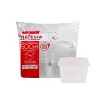 Pote Quadrado 500ml com Tampa com 20 Prafesta