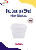 Pote quadrado auto lacre 250 ml c/ 240 unidades- bolo de pote/alimentos (16055)