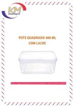 Pote quadrado auto lacre 400 ml - 20 pacotes c/ 10 unidades - atacado - embalagem alimentos (15999)