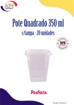 Pote quadrado c/tampa 350 ml c/20 unidades - salada/bolo de pote (15836)
