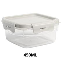 Pote Quadrado Com 4 Travas 450ML Off White Unidade Pote Quadrado Com 4 Travas 450ML Off White Unidade