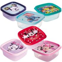 Pote Quadrado com 580 ml Disney Mickey Minnie para Papinha Viagens Passeios Plasútil
