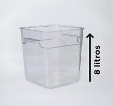 Pote quadrado com medidor 8l - policarbonato natural