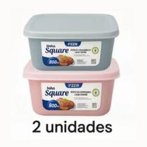 Pote Quadrado com Tampa 800ml Graduado 1/2/4 Unidades Pote Quadrado com Tampa 800ml Graduado 1/2/4 Unidades