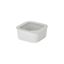Pote Quadrado de cerâmica - Tampa de Vidro - 650ml - FIKA ONE - Cor Branco Pote Quadrado de cerâmica - Tampa de Vidro - 650ml - FIKA ONE - Cor Branco