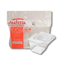 Pote Quadrado Freezer e Micro-ondas 500ml com Tampa Prafesta c/20 un Pote Quadrado Freezer e Micro-ondas 500ml com Tampa Prafesta c/20 un