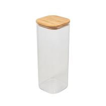 Pote Quadrado Hermético De Vidro Borossilicato Com Tampa De Bambu Yoi 2050ml