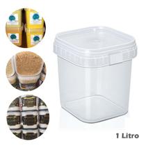 Pote Quadrado Lacre Plástico Sorvete Farofa Mel 1000ml -50 Unid
