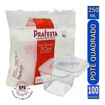 Pote Quadrado Prafesta 250ml C/100 Unids Pote Quadrado Prafesta 250ml C/100 Unids