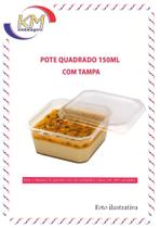Pote Quadrado s/lacre 150 ml c/tampa - 15 pc. c/ 20 unid. - sobremesas /conservas/molhos (1814)