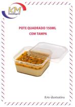 Pote Quadrado s/lacre 150 ml c/tampa - c/ 20 unid. - sobremesas /conservas/molhos (1989)