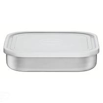 Pote Quadrado Tramontina Freezinox Em Aço Inox Com Tampa Plástica 16 Cm 0,8 L Tramontina