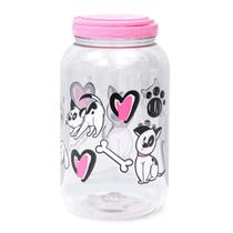 Pote Ração 3,6L Dog Rosa Dispenser Com Tampa Estampa