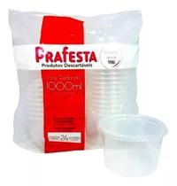 Pote Redondo 1000 Ml Com Tampa Prafesta C/24 Unidades