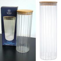 Pote redondo com tampa bambu vidro Borossilicato 1,3L Grande - wolff Pote redondo com tampa bambu vidro Borossilicato 1,3L Grande - wolff