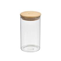 Pote Redondo Em Vidro Com Tampa Em Bambu 800ml Kenya
